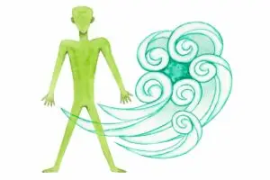 Ilustración Vata Dosha · Aire y movimiento · Āyurveda